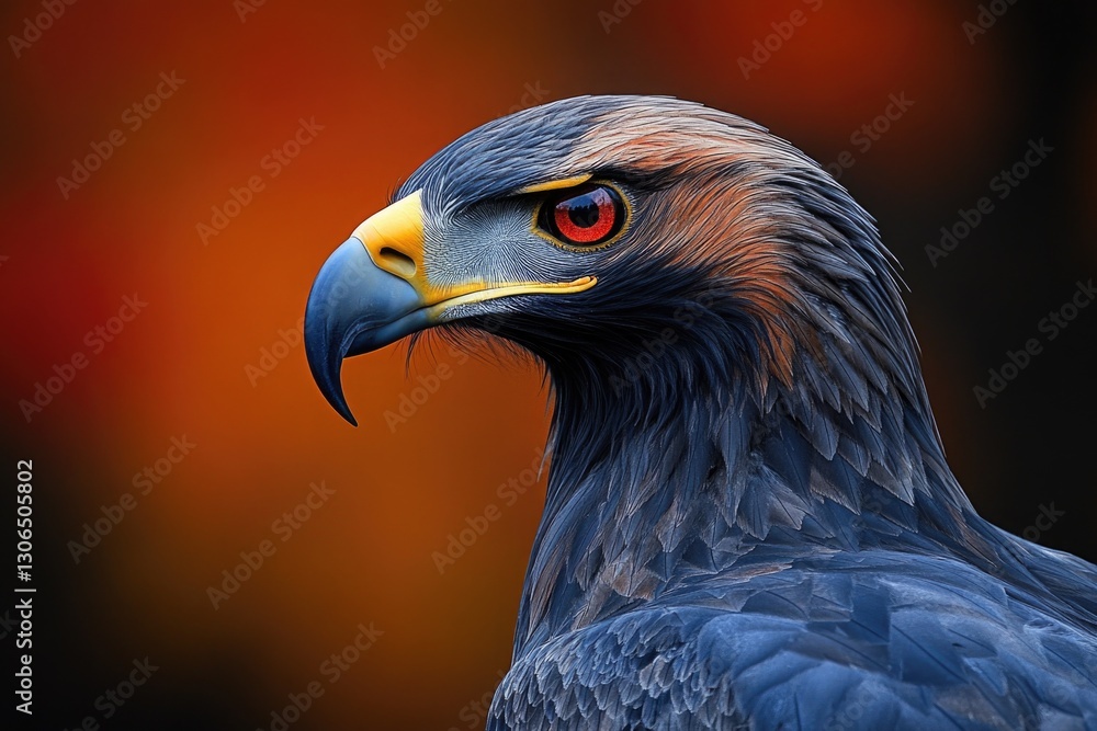 Poster A close-up shot of a bird of prey's face, emphasizing its sharp features and piercing gaze