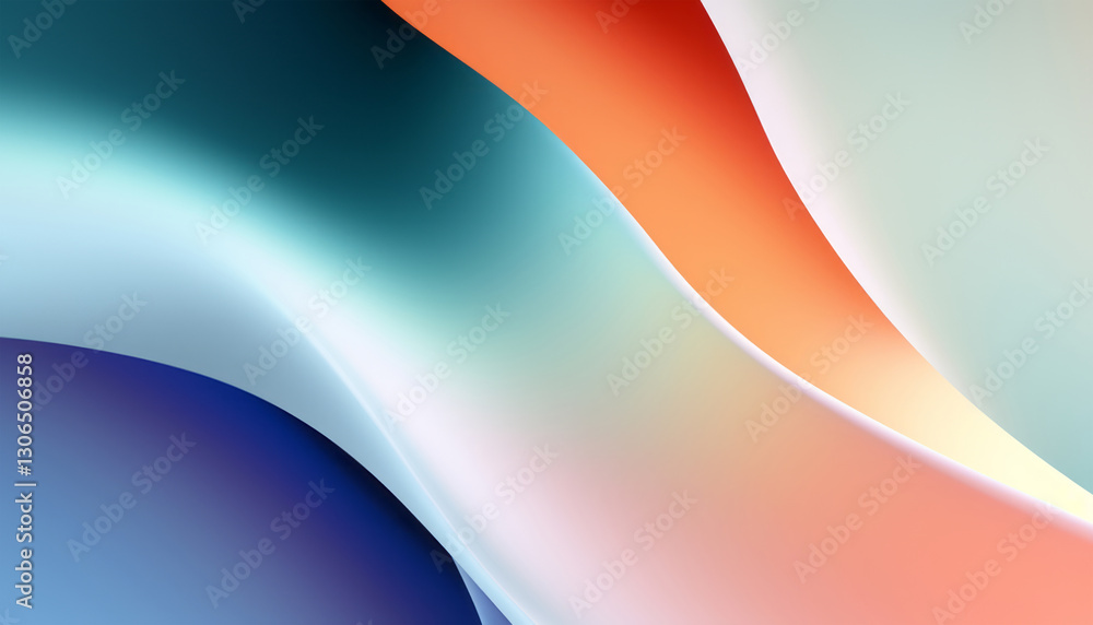 Aufkleber Abstract colorful wavy shapes wallpaper. Modern curvy background with motion effect. Generative ai