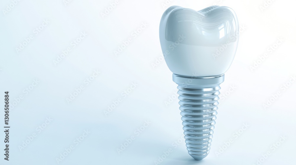 Poster Detailed 3D rendering of a dental implant on a smooth white background showcasing premium materials and design features Generative AI