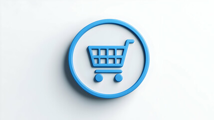 Blue Shopping Cart Icon on a White Background for E-commerce Use