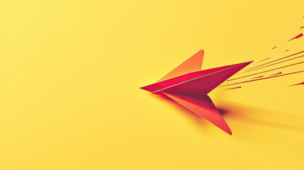 1202 23 Editorial photo, Paper airplane looping in a fun trajectory, dynamic energy, flat design illustration