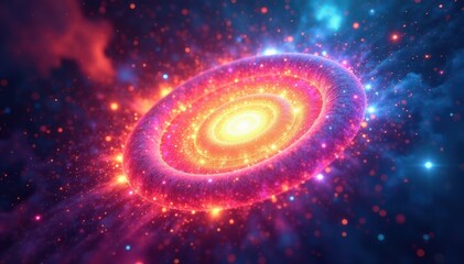 Vibrant cosmic swirl, exploding energy, rainbow hues, psychedelic, design, background