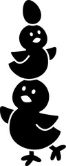 Cute Easter chick with eggs on its head silhouette flat vector.
Good for greeting card,poster, banner,craft and DIY.
Transparent background.