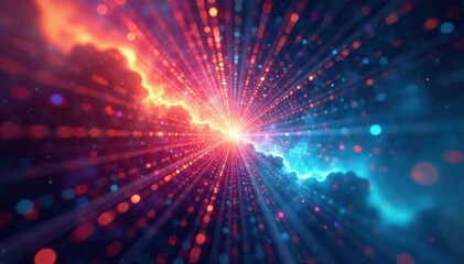 Fototapeta premium Multicolored rays emanating, creating dynamic visual , art, dynamic, beams