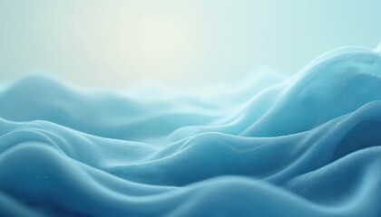 Obraz premium Abstract blue waves background with soft pleasing shapes, lines. Serene wavy texture looks like fabric or liquid with motion. Design template for wallpaper, poster, presentation. Generative AI.