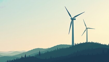 Sustainable Wind Farm at Sunset