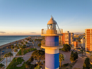 Faro de Torre del Mar, situado en el municipio de Vélez-Málaga, Andalucia, España © Fotos ZonaFreeDrone