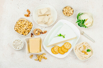 Homemade vegan cashew cheese. Raw healthy sauce in a bowl, lactose free food. Bio organic product