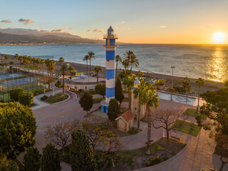 Faro de Torre del Mar, situado en el municipio de Vélez-Málaga, Andalucia, España