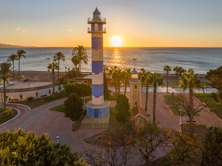 Faro de Torre del Mar, situado en el municipio de Vélez-Málaga, Andalucia, España