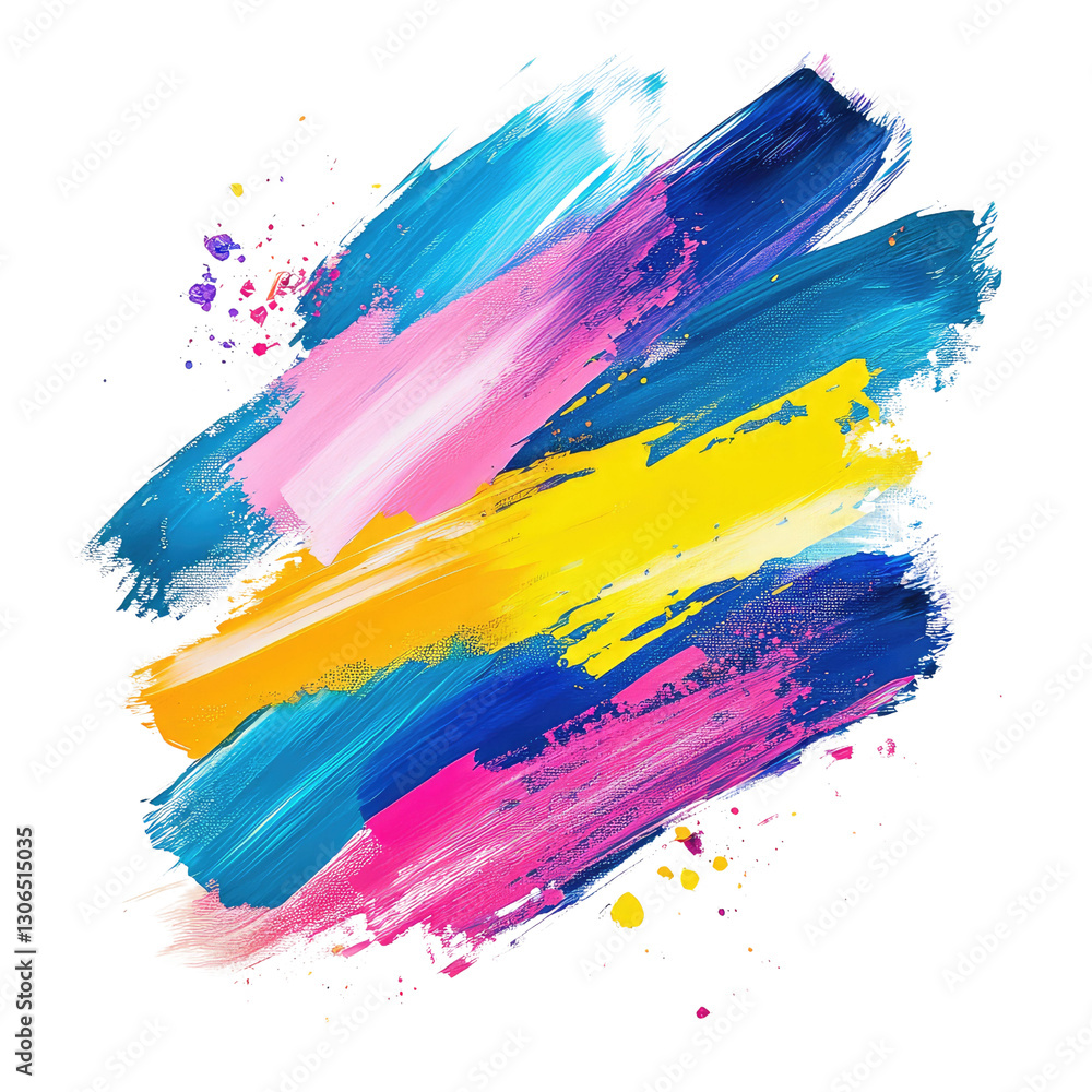 Poster vibrant and colorful abstract brush strokes creating an energetic and expressive artistic compositio