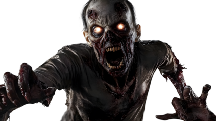Scary Zombie - Horror Concept on Transparent Background PNG