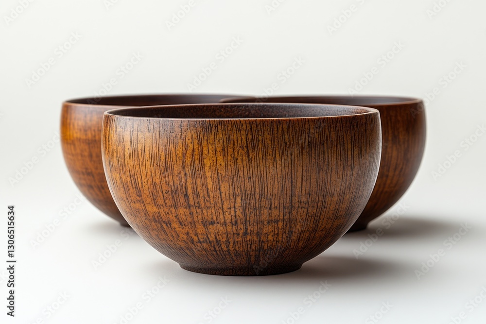 Poster two wooden bowls placed on a table with a simple and rustic decor