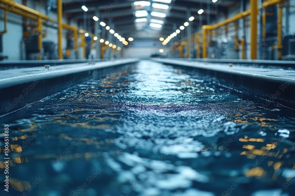 Poster a large swimming pool located inside a building