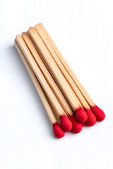 Red Matchstick on Wooden Stick isolated on white background