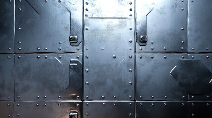 Metal panels on spaceship hull, spotlight, dark background, for texture