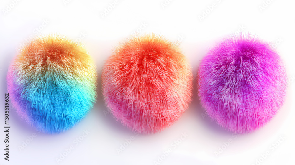 Aufkleber colorful fuzzy balls arranged in a row with vibrant hues generative ai
