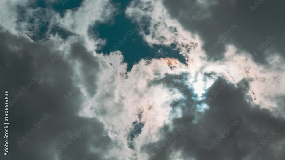 Wall mural natural background sky time lapse. cloudy sky with fluffy clouds. dark clouds disperse and clear ski