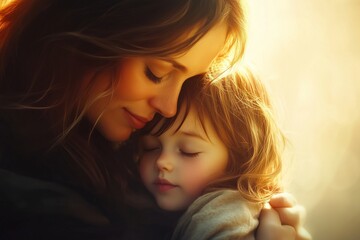 Mother kissing her daughter with love and happiness, capturing a joyful family moment
