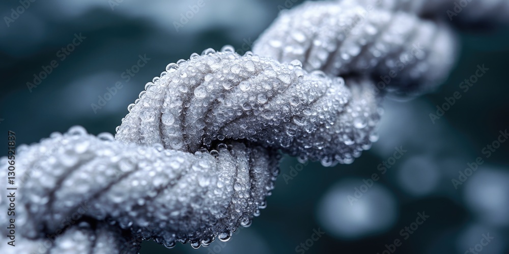 Poster close-up photo of a rope with water droplets, suitable for use in still life or macro photography