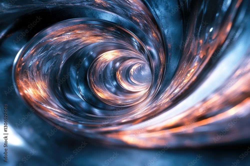 Poster a mesmerizing swirling vortex of blue and orange hues, creating an illusion of depth and movement.