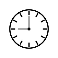 Minimalist Clock Time Icon, 9 O’Clock Icon