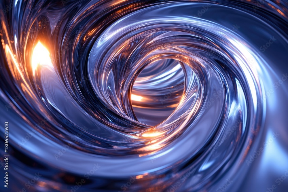Leinwandbilder abstract swirling metallic vortex with glowing inner light, creating a mesmerizing visual effect.