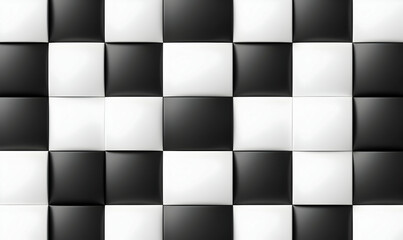 Elegant Black and White Checkered Pattern with Glossy Tiles