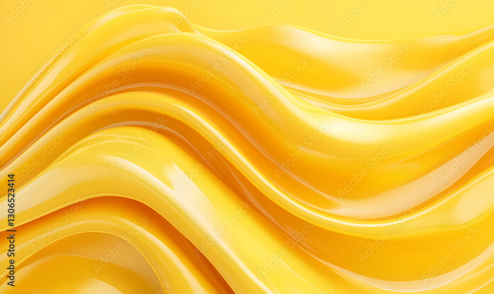 Poster smooth glossy yellow waves creating a vibrant abstract background