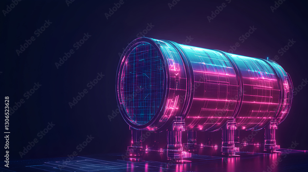 Aufkleber exploring the futuristic digital cylinder virtual space 3d render neon environment isometric view te