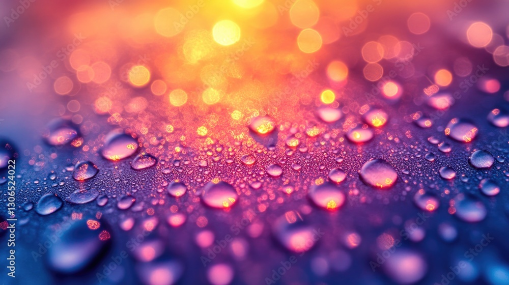 Poster a close-up shot of water droplets on a surface, ideal for use in scientific or educational contexts