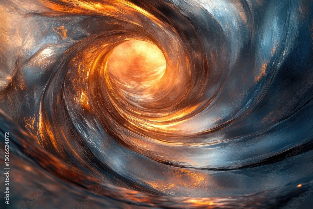 Poster A swirling vortex of fiery orange and cool blues, creating a mesmerizing and abstract cosmic scene.