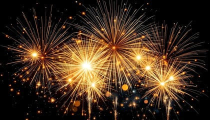 Naklejka premium Stunning golden fireworks, Night sky celebration