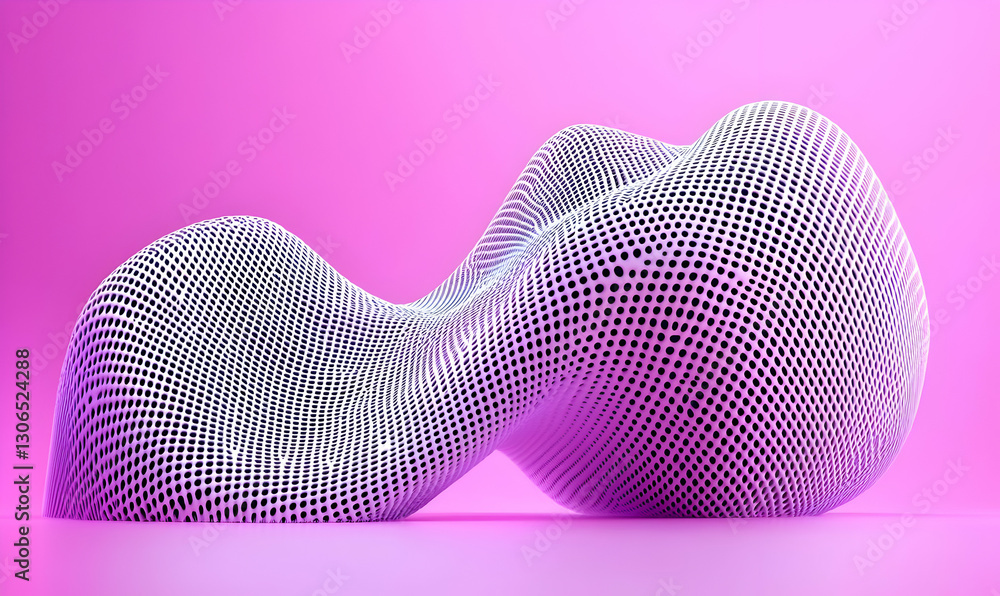 Aufkleber abstract 3d shape with dots over a pink background for design
