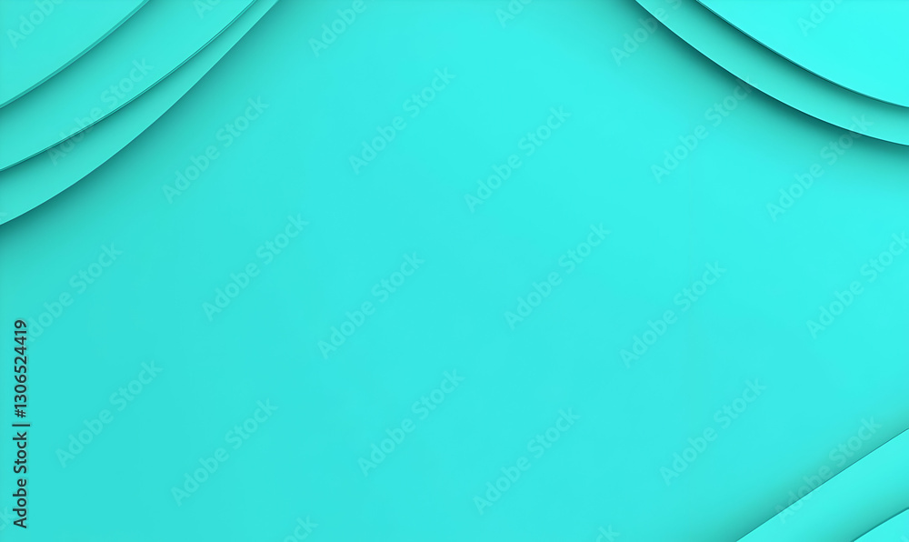 Poster smooth turquoise background with layered curves and shadows