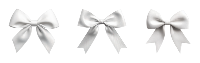 Elegant white bows with varying styles and textures