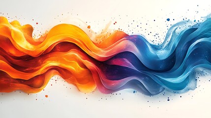 Abstract Flowing Wave Heat Meets Cold in Seamless Transition on a White Background