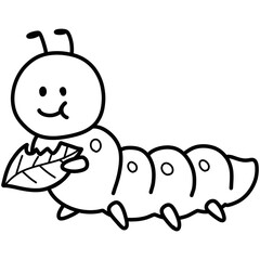 Hand drawn caterpillar cartoon illustration outline 