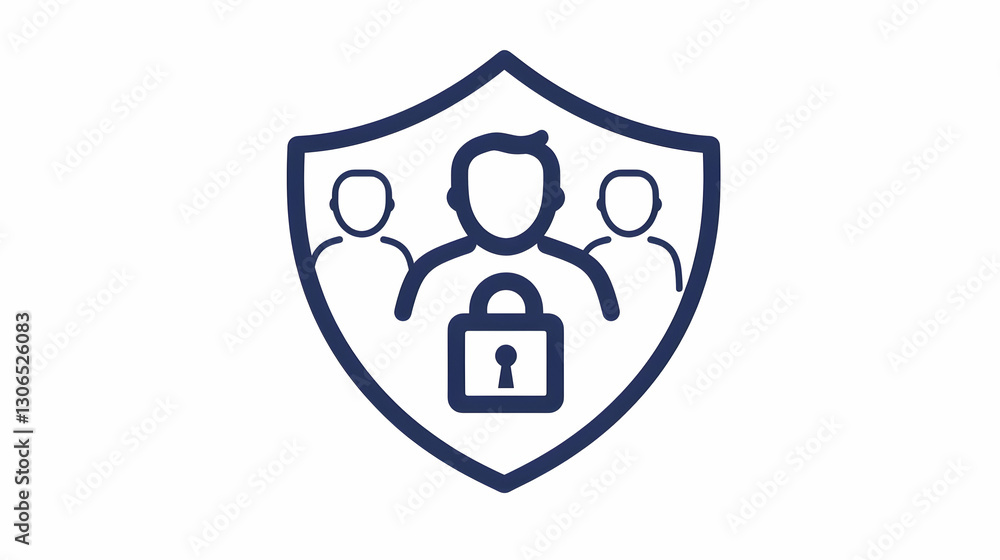 Poster secure protection icon representing privacy and data security measures
