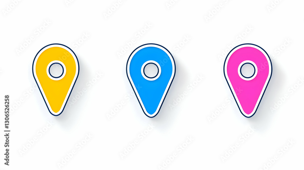 Poster colorful location markers for mapping and navigation purposes