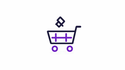 Modern Shopping Cart Icon with Abstract Elements and Minimal Style