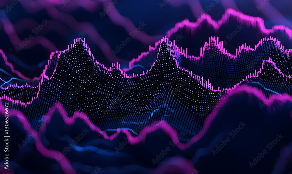 Poster abstract digital sound wave patterns on dark background