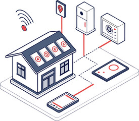 Digital marketing funnel with social media, SEO, and analytics icons