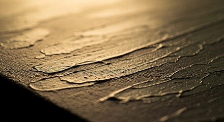 Abstract Impasto Painting Texture Close up of Dark Brown and Gold Acrylic Brushstrokes on Canvas