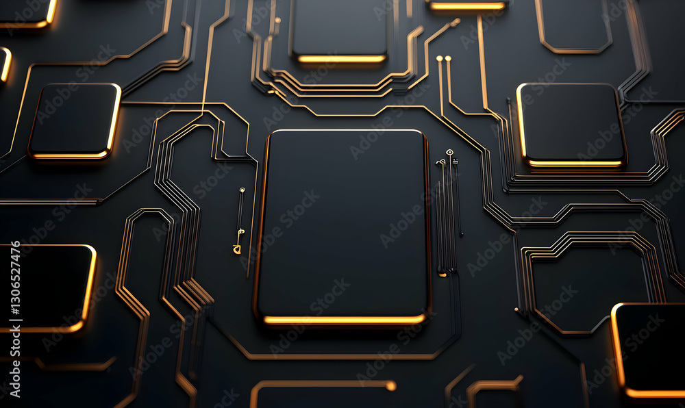 Poster abstract technology circuit board with glowing lines and shapes
