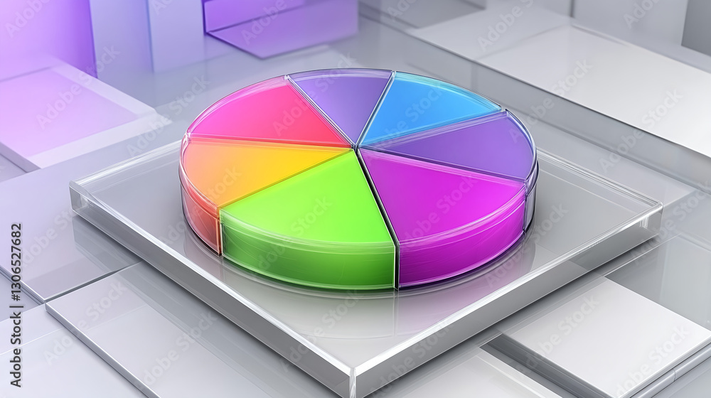 Poster interactive pie chart visualization digital workspace graphic design modern environment top-down vie
