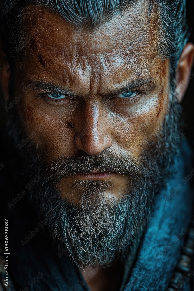 Aufkleber A close-up shot of a man's face with a long beard, ideal for use in editorial or creative projects