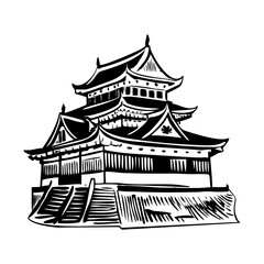 A vintage style illustration depicting nijo castle