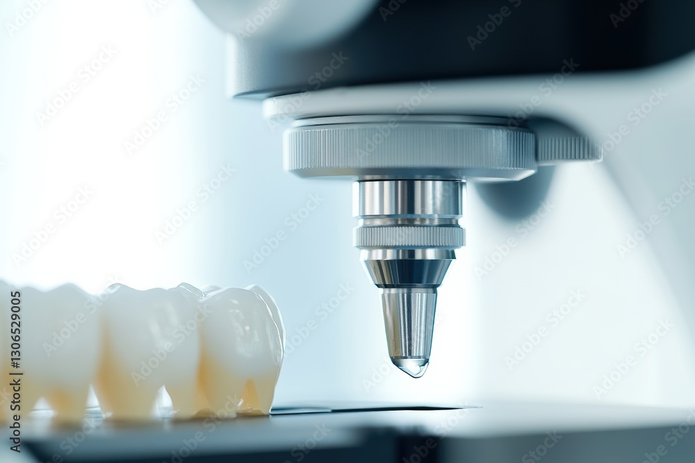 Poster close up of dental cleaning procedure under microscope highlighting precision and care in oral healt