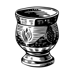 Vintage illustration of a traditional japanese sake cup